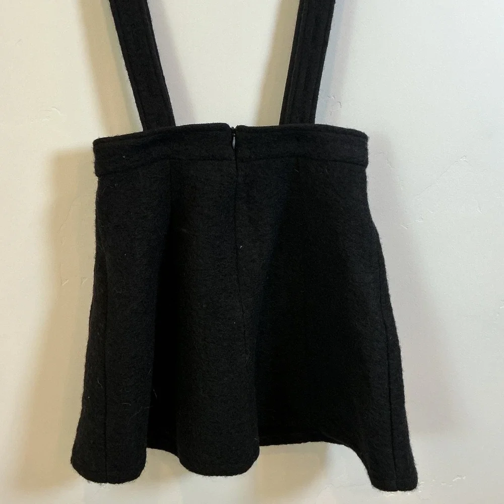 Christina Rohde Black Wool Pinafore Suspender Skirt 4 Patch Pockets NWT Designer